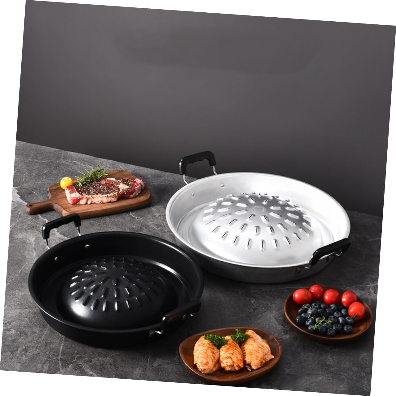 VICASKY Portable Charcoal Grilling Tray Pan for Outdoor Camping Korean Style Barbecue Grill Supplies Surface for Steak Vegetables Chicken Shrimp Fish