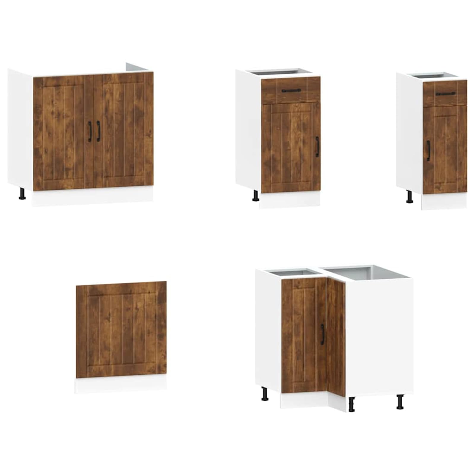 Gecheer Set Mobili Cucina 11 Pezzi, Composizione Modulare Kalmar Rovere Fumo, Legno Multistrato e Vetro, per Arredamento Cucina Moderna e Classica