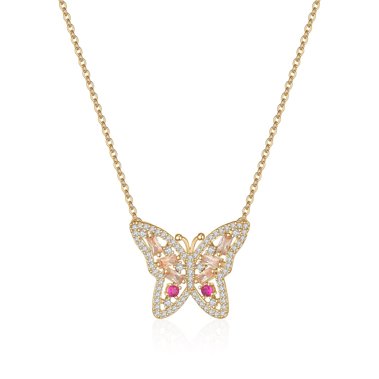 Collane Elegante Farfalla Signora Ciondolo Collana Signore Pendente Banchetto Moda squisita Elegante Collana Gioielli Collana da Donna (Metal Color : GOLD2)