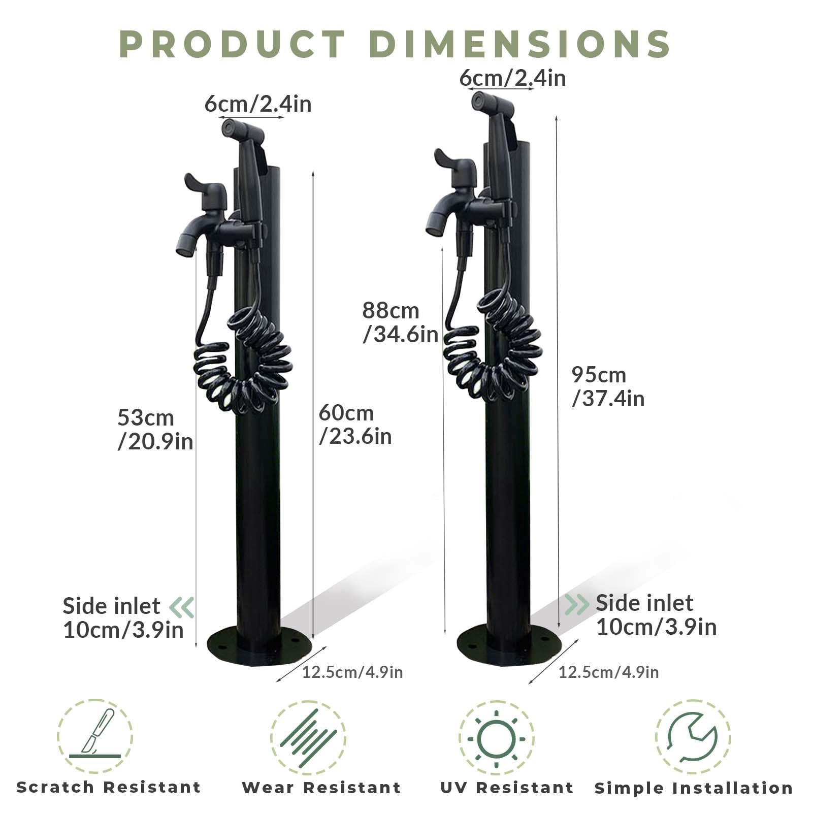 Columna de Agua Exterior con Grifo y Pistola rociadora, Grifo Vertical de Acero Inoxidable para Montaje en Suelo, Ideal para riego y Lavado de Patios y Jardines, Grifo anticongelante.