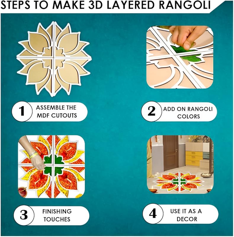 Image of Divyakosh Rangoli Making Stencils Mat, Rangoli Size - 11 Inch| Diwali Decoration Items for Home Dcor| Rangoli Stencils, Rangoli Mats for Decoration| Reusable Rangoli Stencils