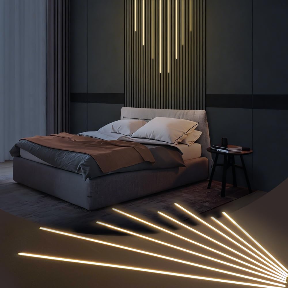 Photo 1 of **UNTESTED**
HAMRVL Black LED Recessed Lighting Kit - 8 PCS 3000K Warm White LED Strip Lights with Touch Control, Dimmable Self-Adhesive Wall Panel Lights for Wood Slat Wall Panels, Under Cabinet (Milky Cover)
