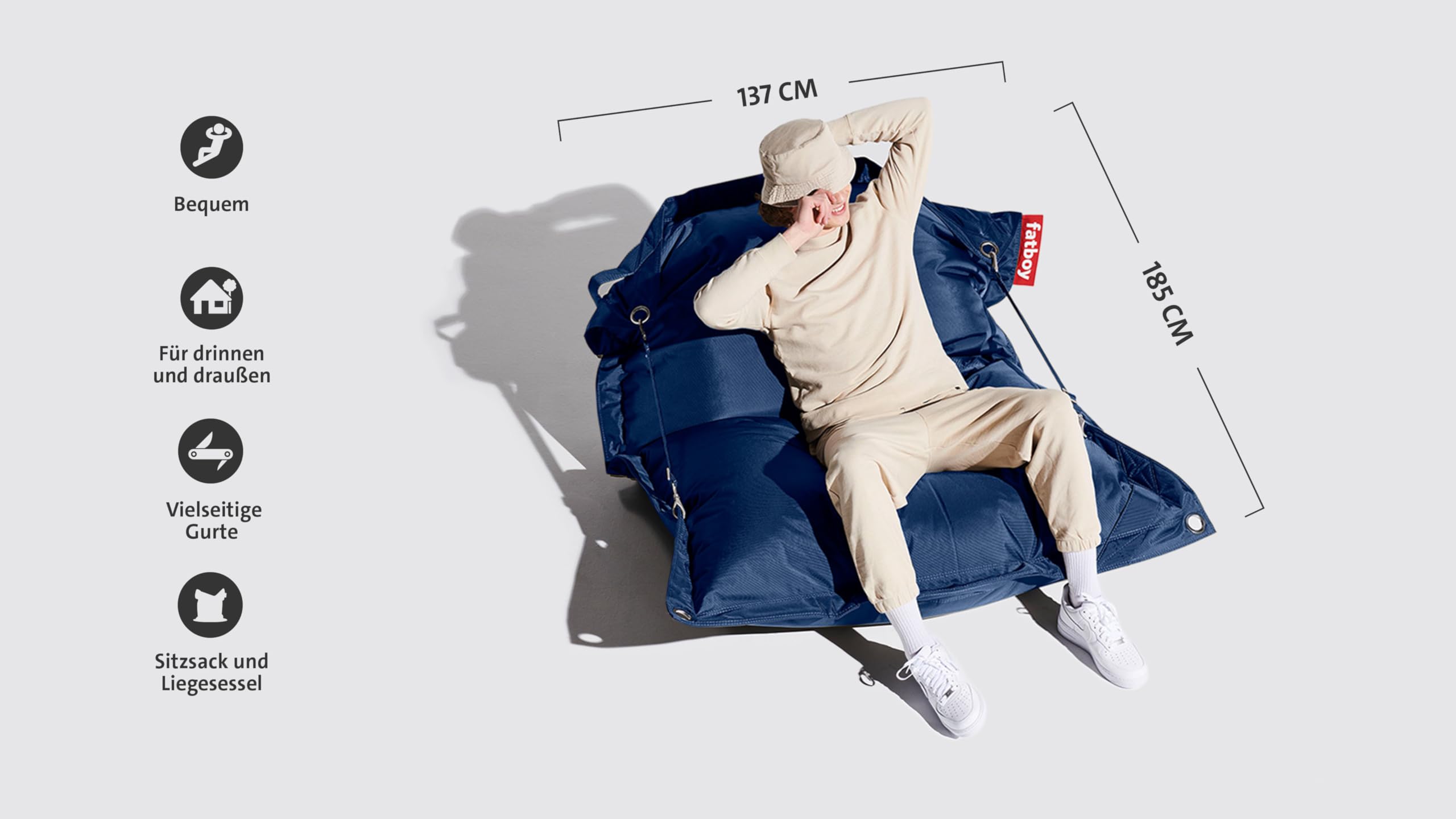 Fatboy Buggle Up Beanbag 180 x 140 cm poliuretanowa niebieska