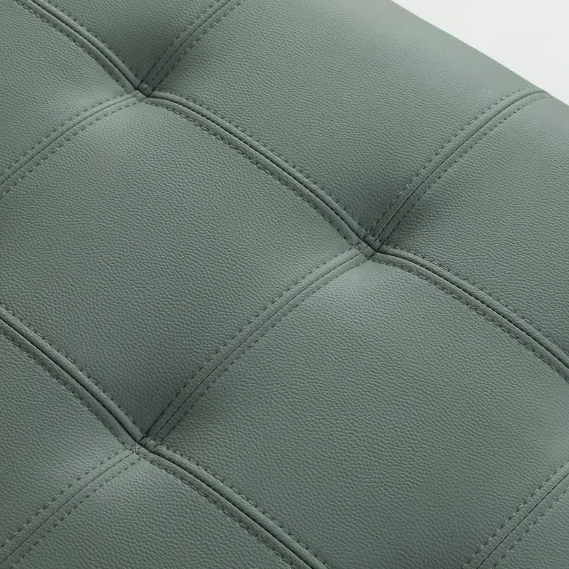Image of LEGACY OF COMFORT Nysir 2 Seater Sofa Upholstered Ottoman Bench with Storage, for Living Room, Bedroom, Entryway (Greish Green Leather)