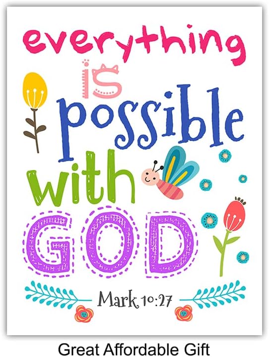 Religious Wall Art - Bible Verse Wall Decor - Christian Decor - Scripture Art - Psalms, Proverbs - God Print - Spiritual Inspirational Christian Gifts for Women - Girls Bedroom Decoration