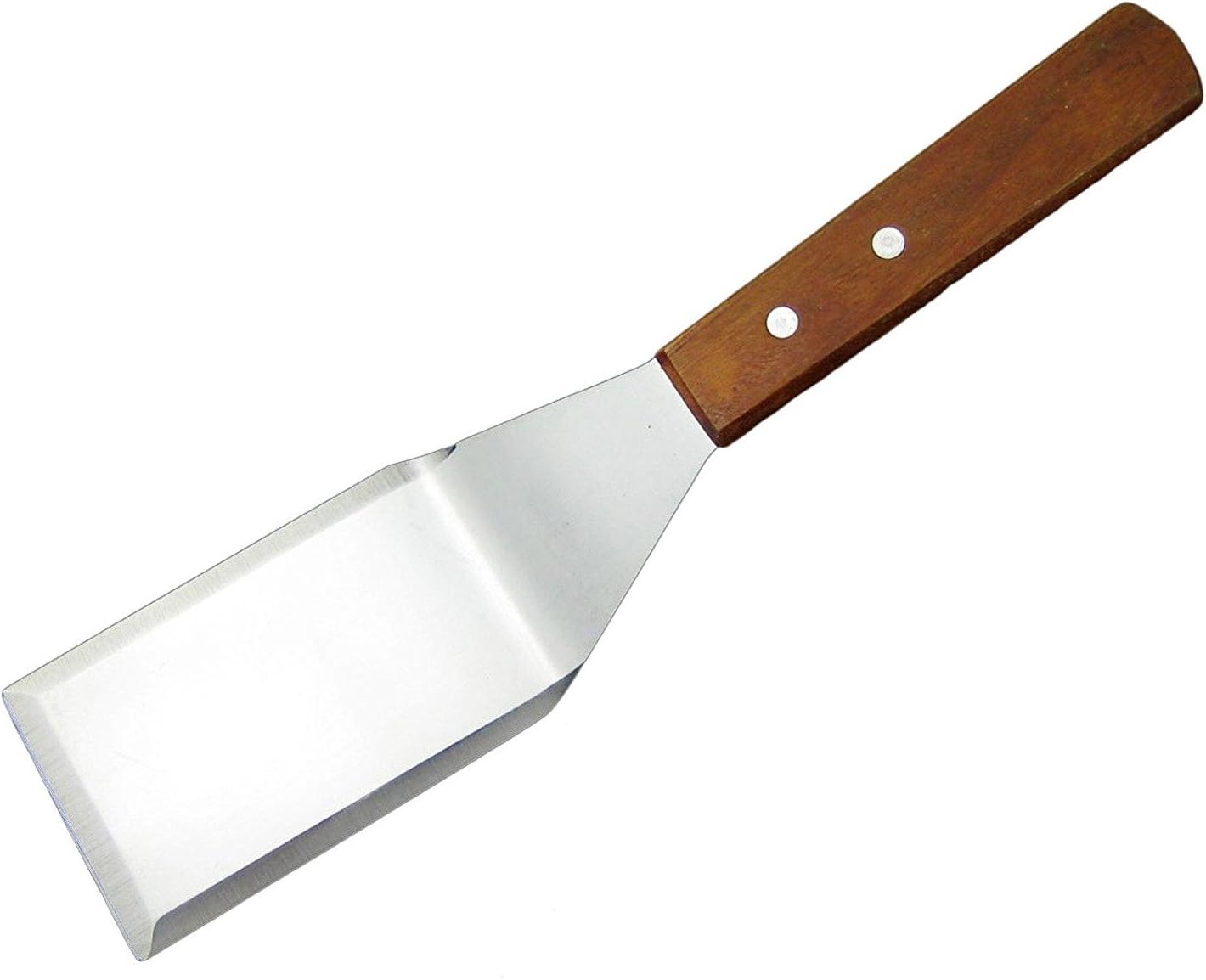 PROFESSIONAL BURGER GRIDDLE FOOD TURNER FLIPPER SPATULA UTENSIL METAL BBQ CATERING RESTAURANT STEEL WOODEN HANDLE FROM CFU UK