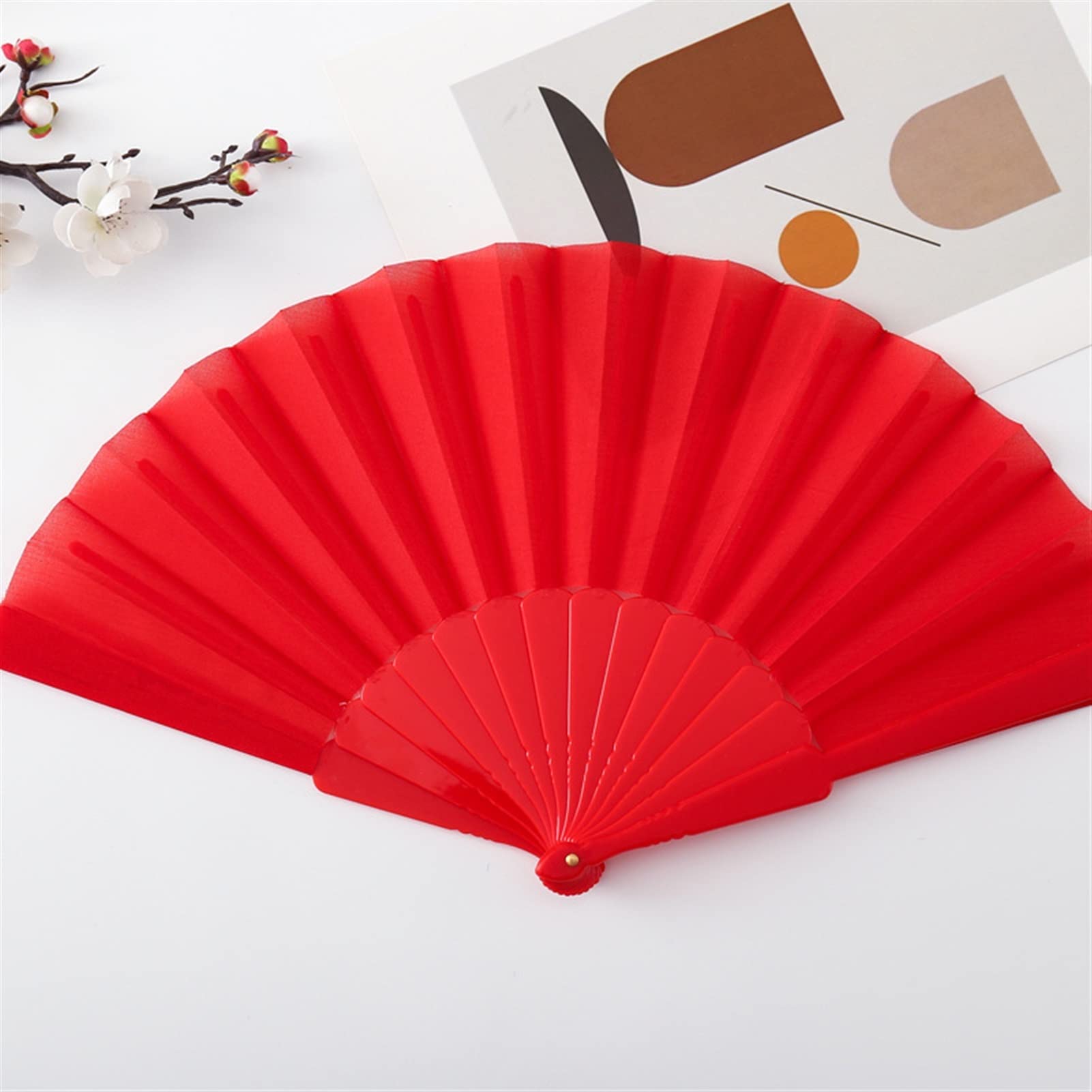 LKLNKVL folding fan, Folding Hand Fan - Room Decoration Gift Craft Plastic Hold Chinese Style Dance Performances Held Party Wedding Supplies Decorative