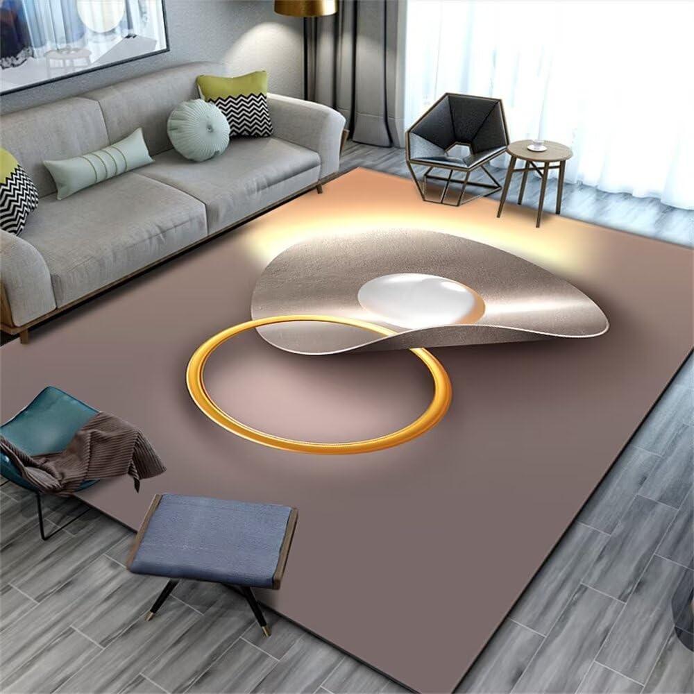 Tapis chinois 160x230cm jaune lavable en machine pour grand salon