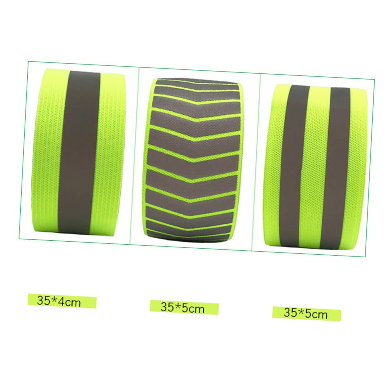 Mikikit 6Pcs Fluorescent Reflective Safety Wristbands Elastic Armband for Night Running Hiking High Visibility for Outdoor Activities Green Color for Enhanced Safety