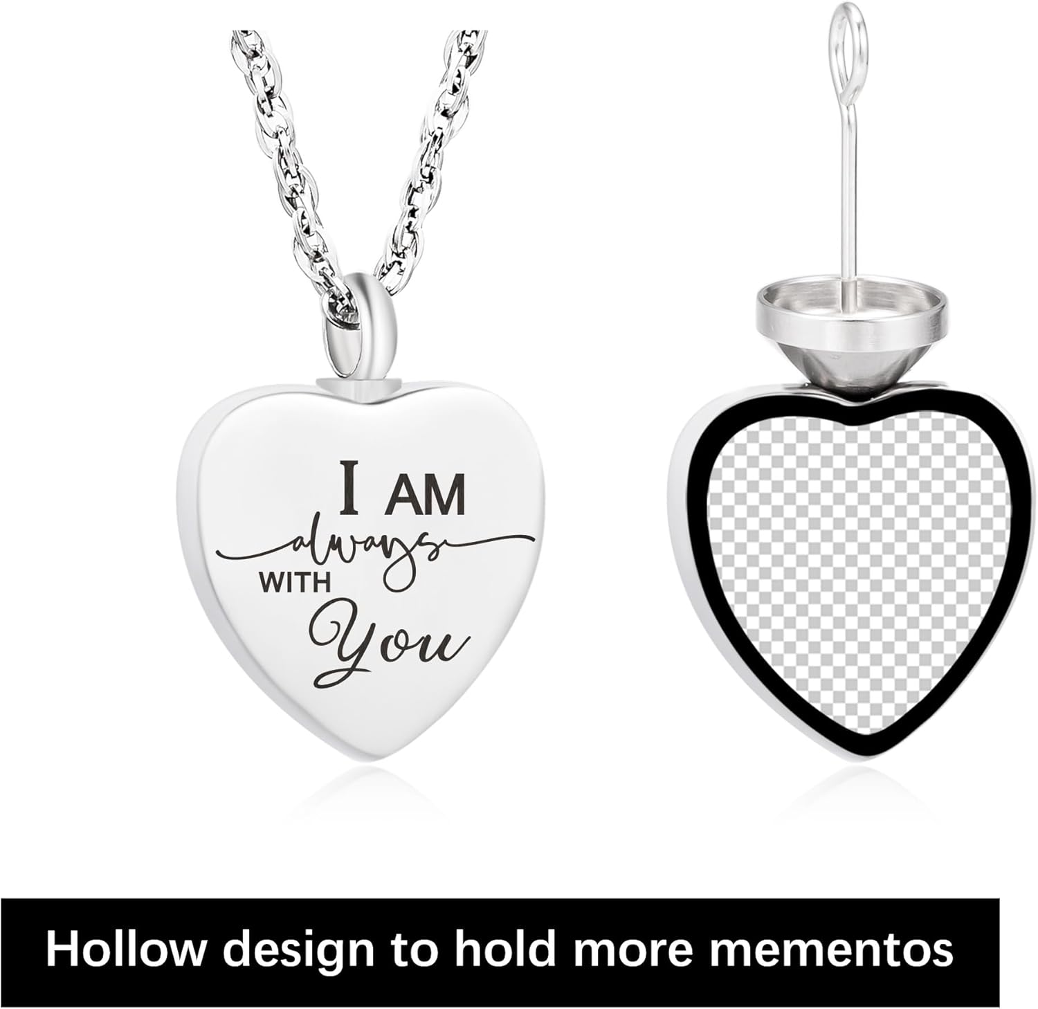 3 pcs Heart Urn Necklace for Ashes for Women Men Cremation Urns Memorial Pendant Necklace Ashes Holder Stainless steel Keepsake Necklace Cremation Jewelry
