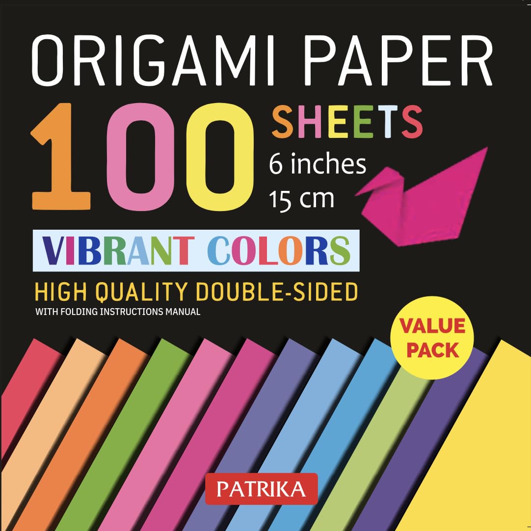 Origami Paper 100 Sheets Vibrant Colors 6" (15 cm): Double-Sided Origami Sheets with 12 Different Designs (Instructions for 11 Projects Included) Loose Leaf