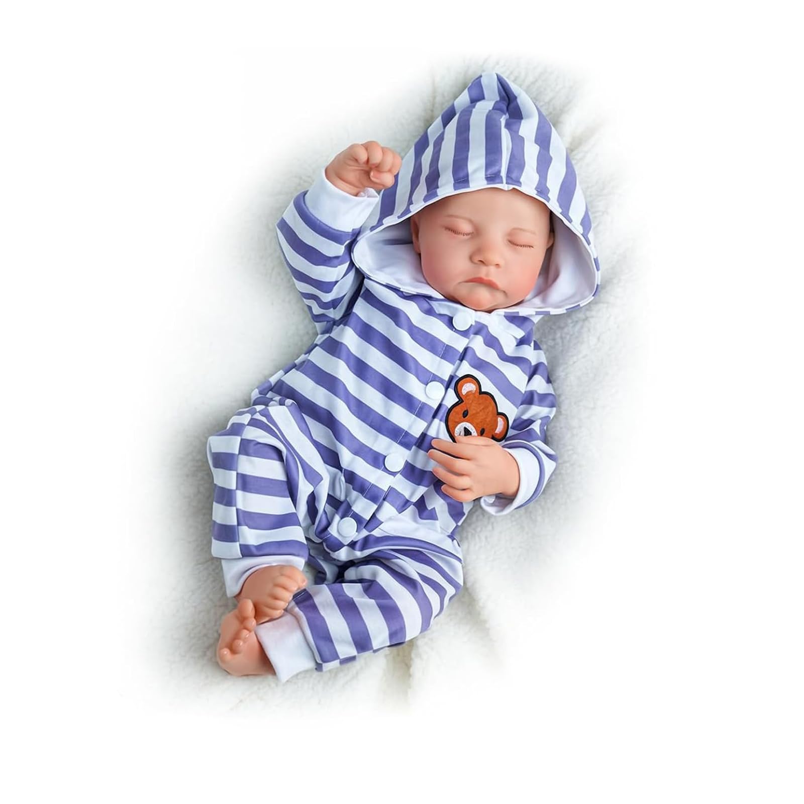 Reborn Babypuppe, 50 cm,Blau-Weiß Gestreift, Sammlerstück, BABESIDE Lebensechte Reborn-Baby Puppen Junge 20 Zoll Handgemachte Realistische Wiedergeborene Puppe Neugeborenes ab 3 Jahren