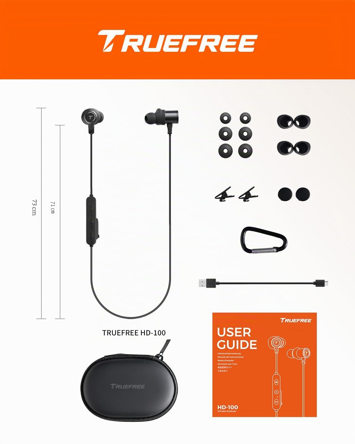 truefree HD-100 Cuffie Sportive a Collare, Auricolari Wireless con Driver Magnetico Duale da 11 mm, 20 Ore di Autonomia, IP67, Ricarica Rapida, Cancellazione Rumore AI, Bassa Latenza, EQ con App | Sport Archetto Magnetico Casco, IP67 Impermeabile, 20h Aut
