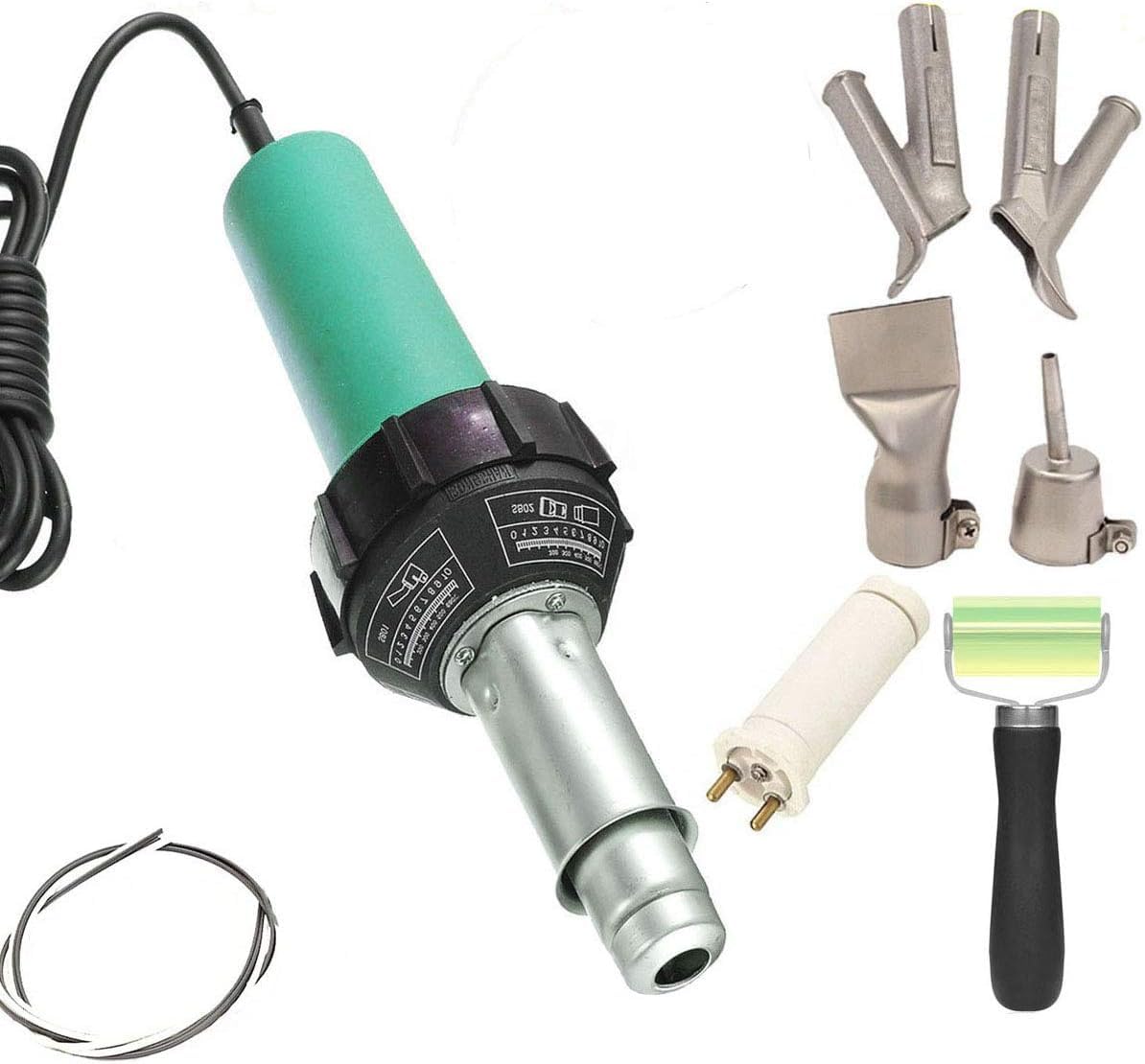 Pistola ad aria calda professionale 1600 W 220 V, pistola termica pistola ad aria calda, saldatore di plastica, pistola termica per saldatura, 30 ℃ a 680 ℃ regolabile, con ugelli e aste in PE/PVC