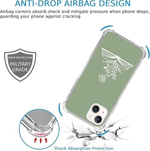 Miniatura 8 de Funda con diseño floral retro verde pastel y blanco, compatible con iPhone 15, diseño de flores retro estéticas para iPhone 15, funda de TPU para