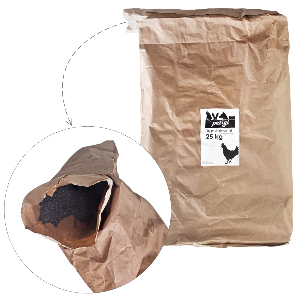 Petigi Harina de Roca Primaria Baño de Polvo Harina de Piedra para Gallinas Zeolith Zeolita Alternativa a la Tierra de diatomeas Diabas Polvo Selección Gallinero, Cantidad:75 kg