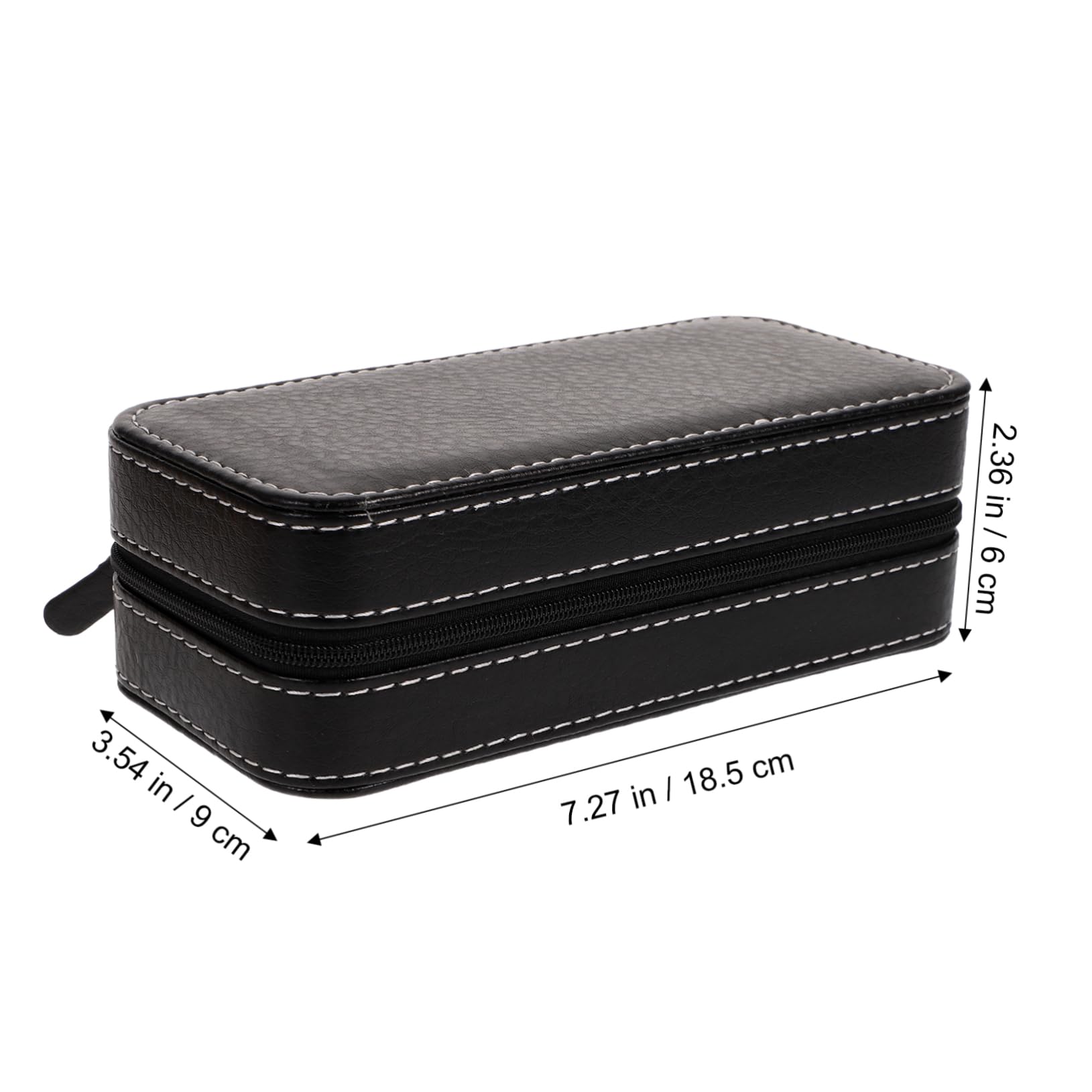 BESPORTBLE Black Faux Leather Watch Organizer Case for Watches Stylish Travel Storage Bag with Padded Compact