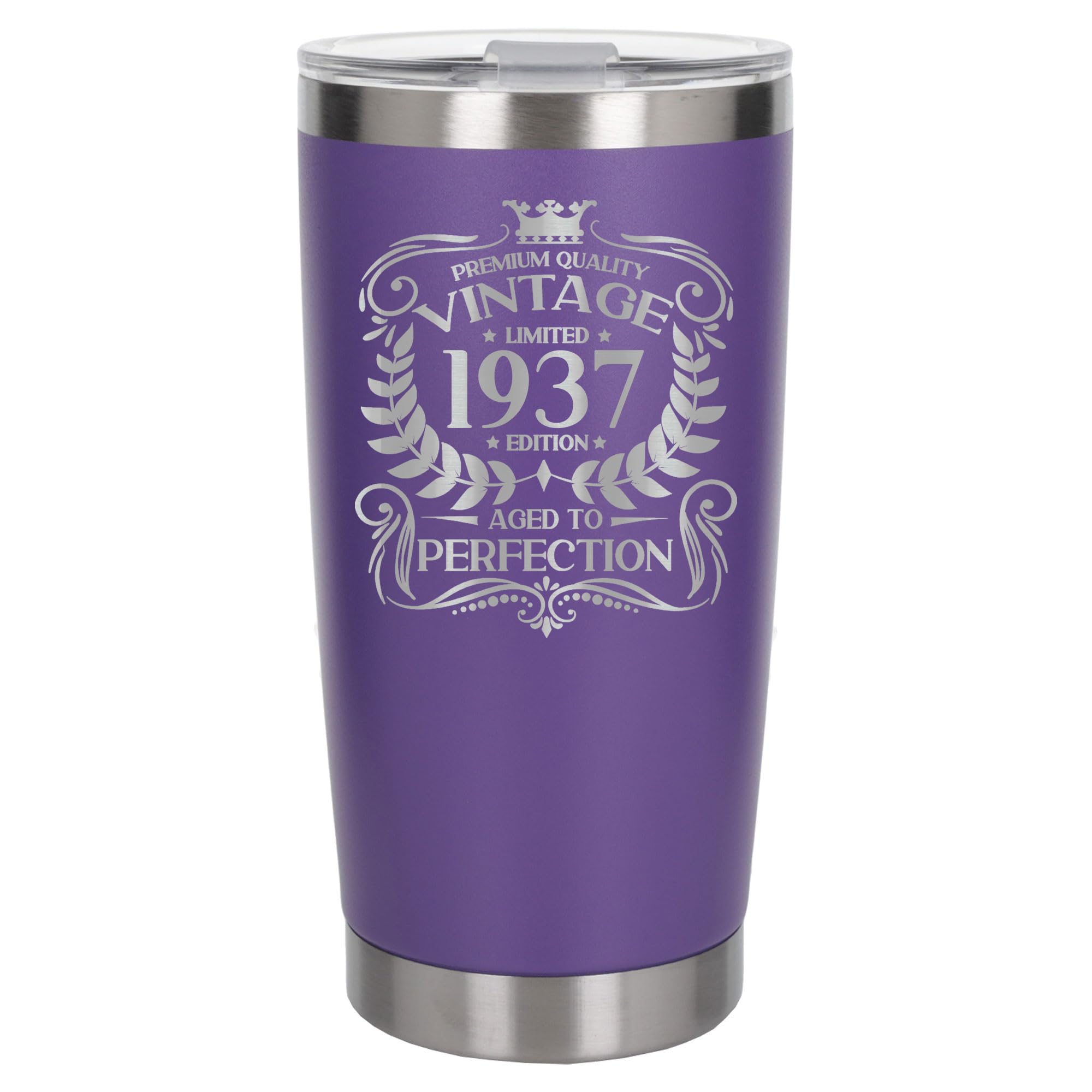 Always Looking Good 89th Birthday Gift Vintage 1937 Aged to Perfection Engraved Insulated Travel Mug Present for 89 Year Old Purple Thermal Coffee Flask Travel Mugs with Lids