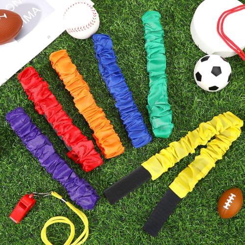 Image of Augshy 3 Legged Race Bands, Assorted Colors Elastic Tie Rope Resistance Bands for Relay Race Game Carnival Field Day Backyard Game Party Supplies
