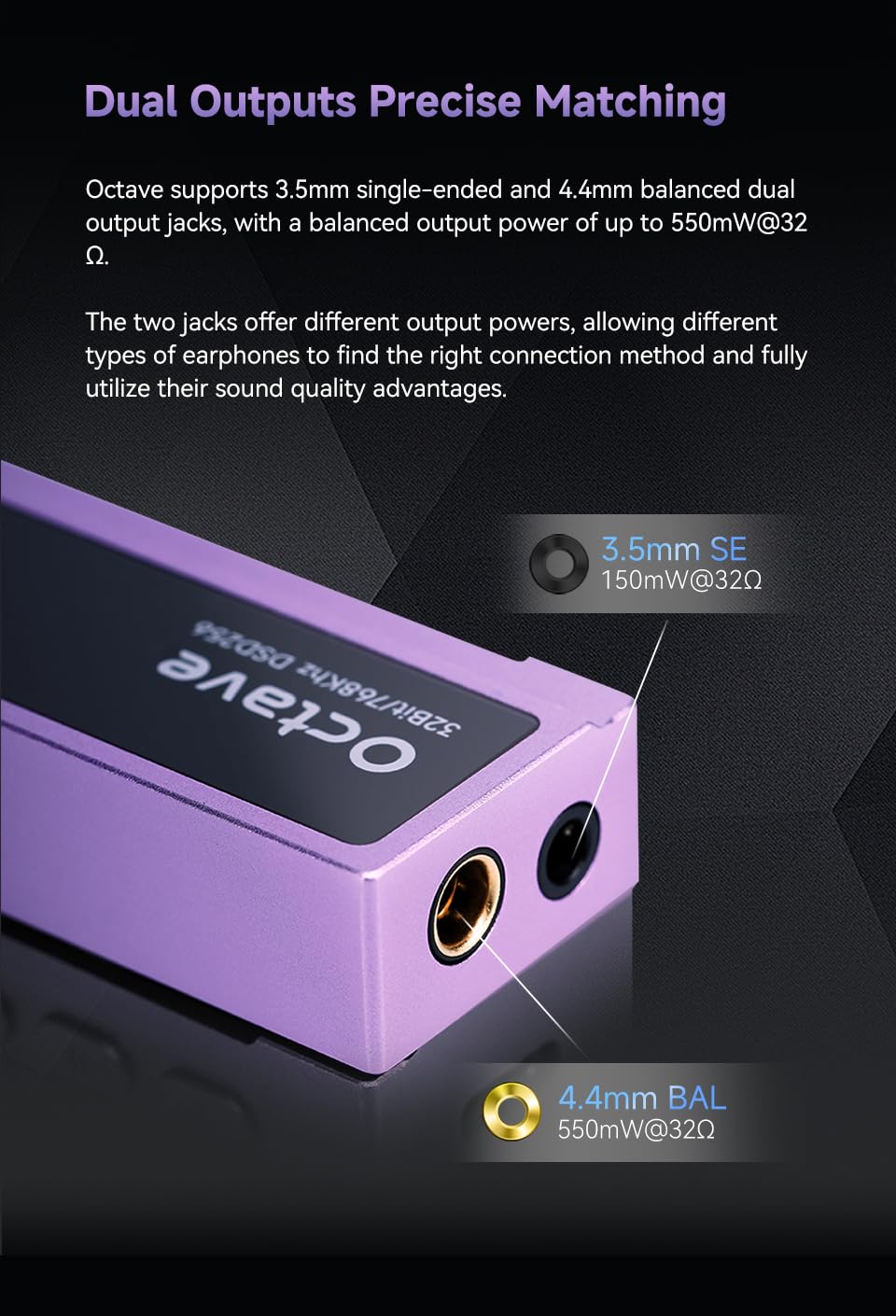 NICEHCK Octave ES9039Q2M, amplificatore DAC portatile, decoder audio HiFi e amplificatore per cuffie portatile per IEM, adattatore audio per telefono USB per Android/iOS/PC, volume a 100 passaggi