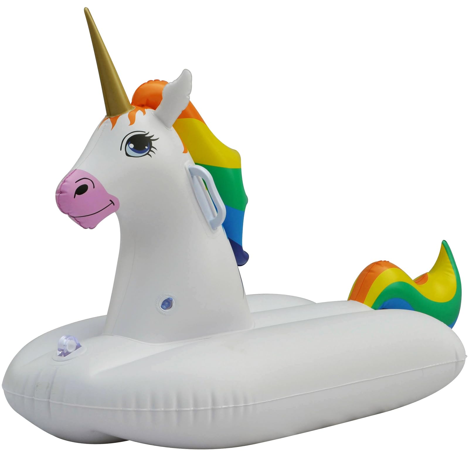 Jet Creations Rainbow Unicorn Design Inflatable Ride On, Pool Water Hill Grass Sliding Sledding, up to 120 lbs, FUN-UNICORNx49