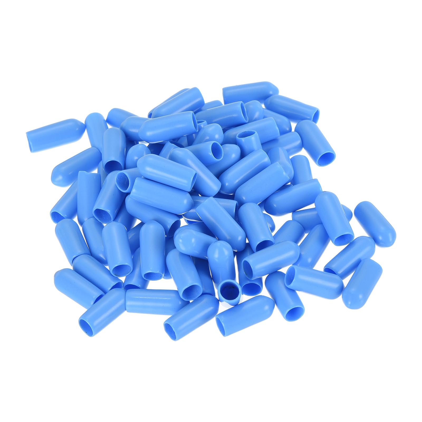 uxcell 100Pcs Rubber End Caps 5mm ID Vinyl PVC Round Tube Bolt Cap Cover Screw Thread Protectors Light Blue