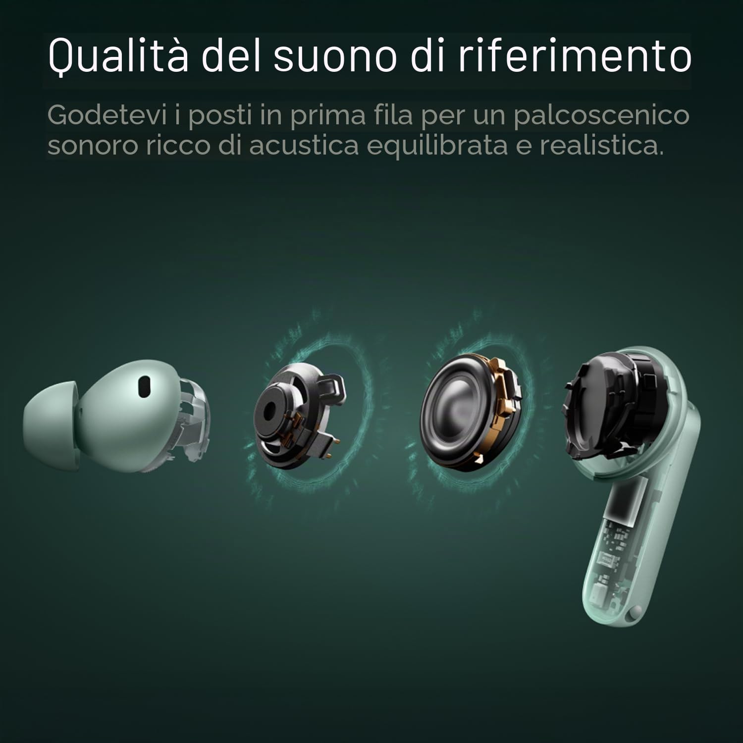 OnePlus Buds 4 auricolari wireless Bluetooth, Zen Green, E513A, in-ear, True Wireless con cancellazione attiva del rumore