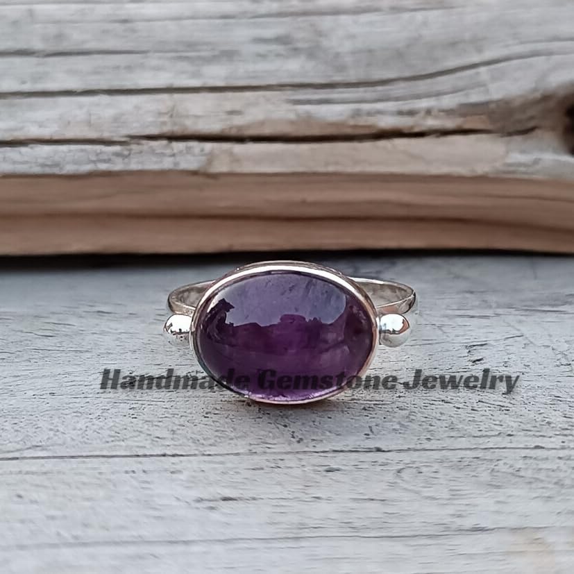 Natural Amethyst Ring, February Birthstone Ring, Oval Stone Ring, Bohemian Ring, Daily Wear Ring, Attractive Ring, Healing Crystal Ring, Amethyst Jewelry