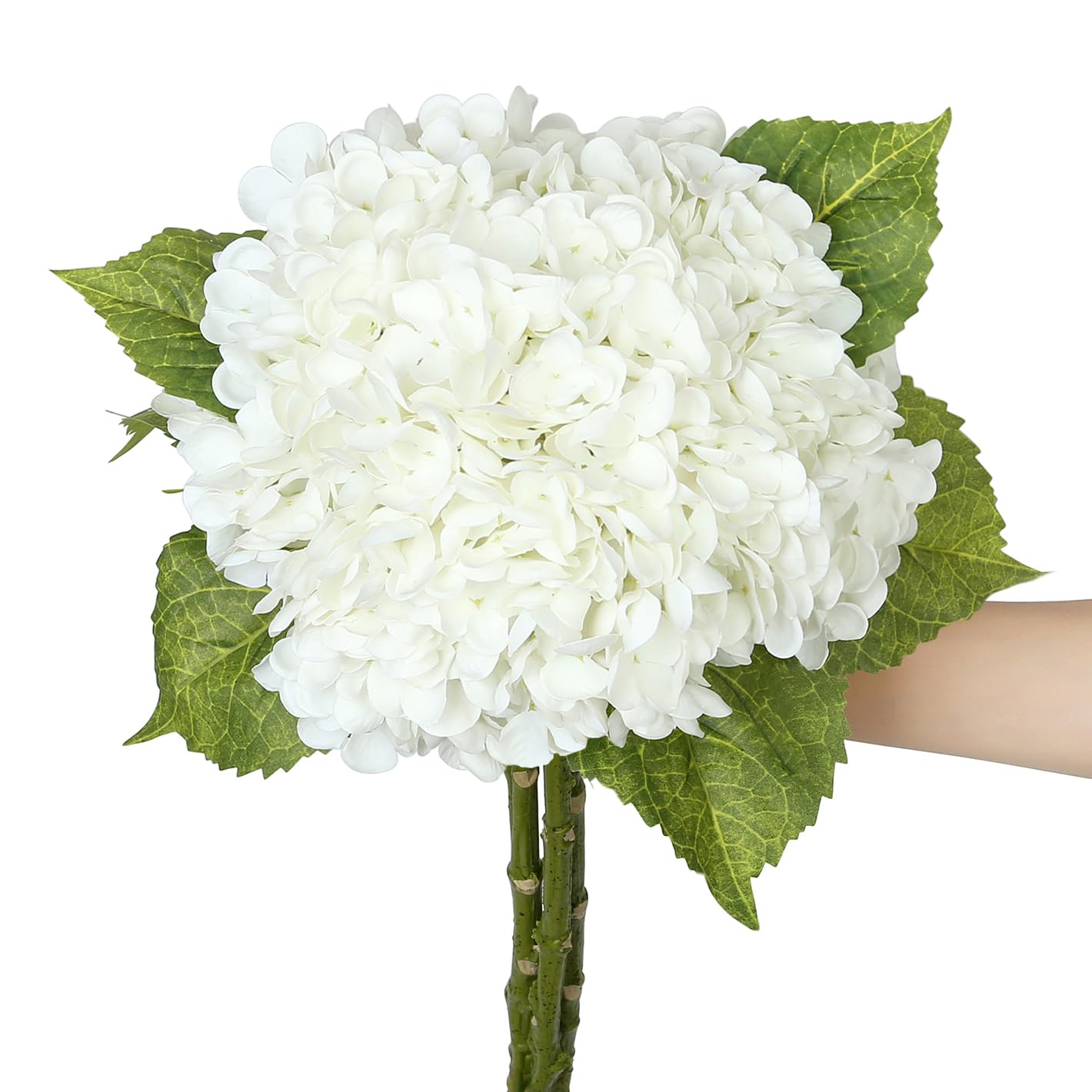 SIITUMEIZI White Hydrangea Artificial Flower Faux Hydrangea Flowers 21 Inch Real Touch Latex Fake Hydrangeas for Wedding Bouquets Decor Centerpieces