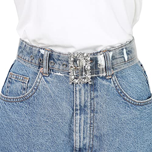 Allegra K Ladies Grommet Clear Waist Belts for Jeans Transparent Belts Pin Buckle4
