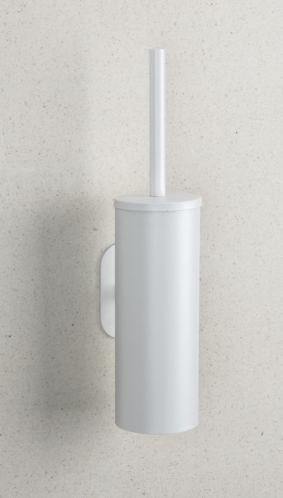 WENKO Turbo-Loc WC-Garnitur Mod. Orea eleganter Toilettenbürstenhalter aus rostfreiem Edelstahl geschlossen 9 x 39,5 x 12,5 cm Weiß matt