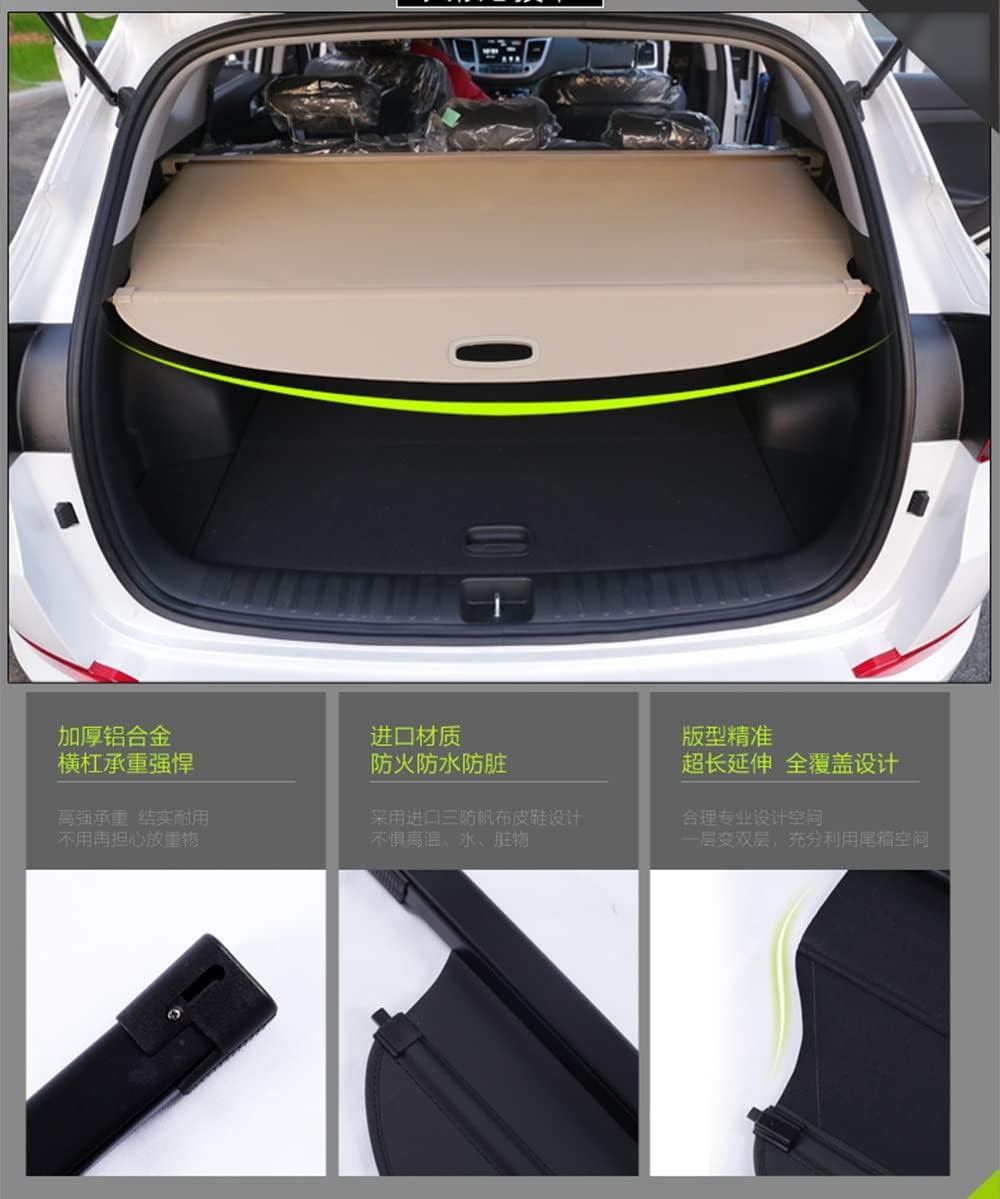 For Toyota For Prius 2018 Car Retractable Rear Trunk Security Shield Waterproof Interior Cargo Cover Luggage Security Cover Shield(Beige)