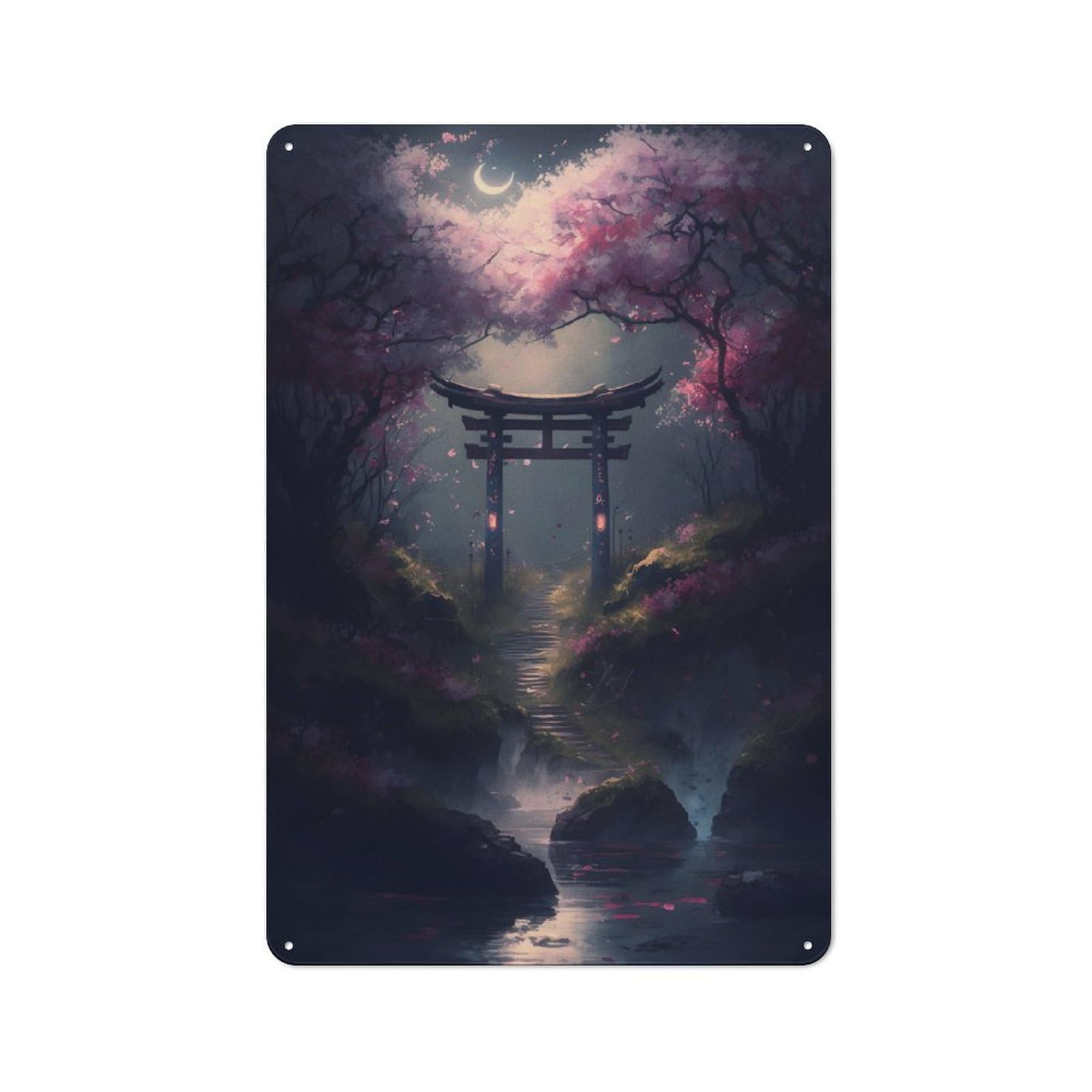 Junmoney Spiritual Torii Gate Vintage Metal Plaque 30X20cm For Guest Room Or Hallway, A Decorative Christmas Gift For Guest Room Decorators