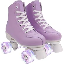 Comeon Womens High-top Roller Skates - PU Leather Indoor/Outdoor Four-Wheel Skates