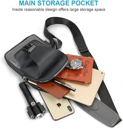 Miniatura 5 de Mochila bandolera con puerto de carga USB, bolsa de pecho cruzada para hombre, senderismo, ciclismo, viajes