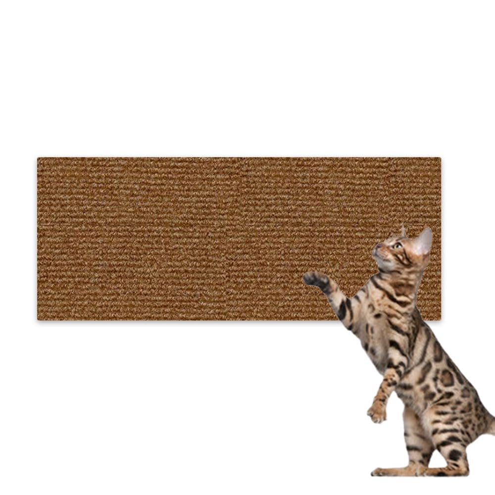 Hearda Cat Scratch Mat, Self Adhesive Cat Scratching Mats, Abrasion Resistant Polyester Scratcher, Protects Furniture & Sofa, Couch Carpets Rug (Brown,30x100cm)