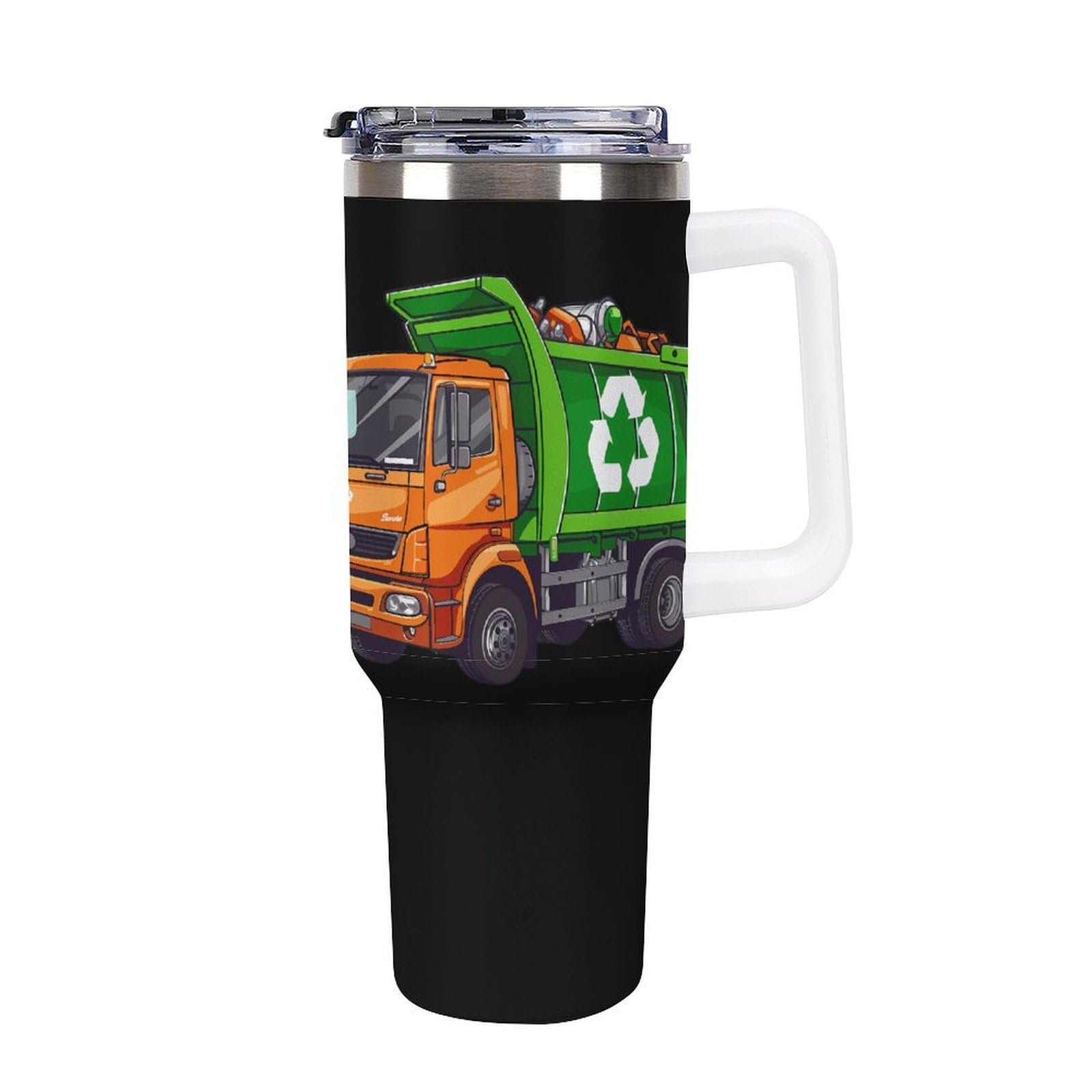 Taza de viaje de camión de basura de 40 oz, el regalo blanco ideal para coche
