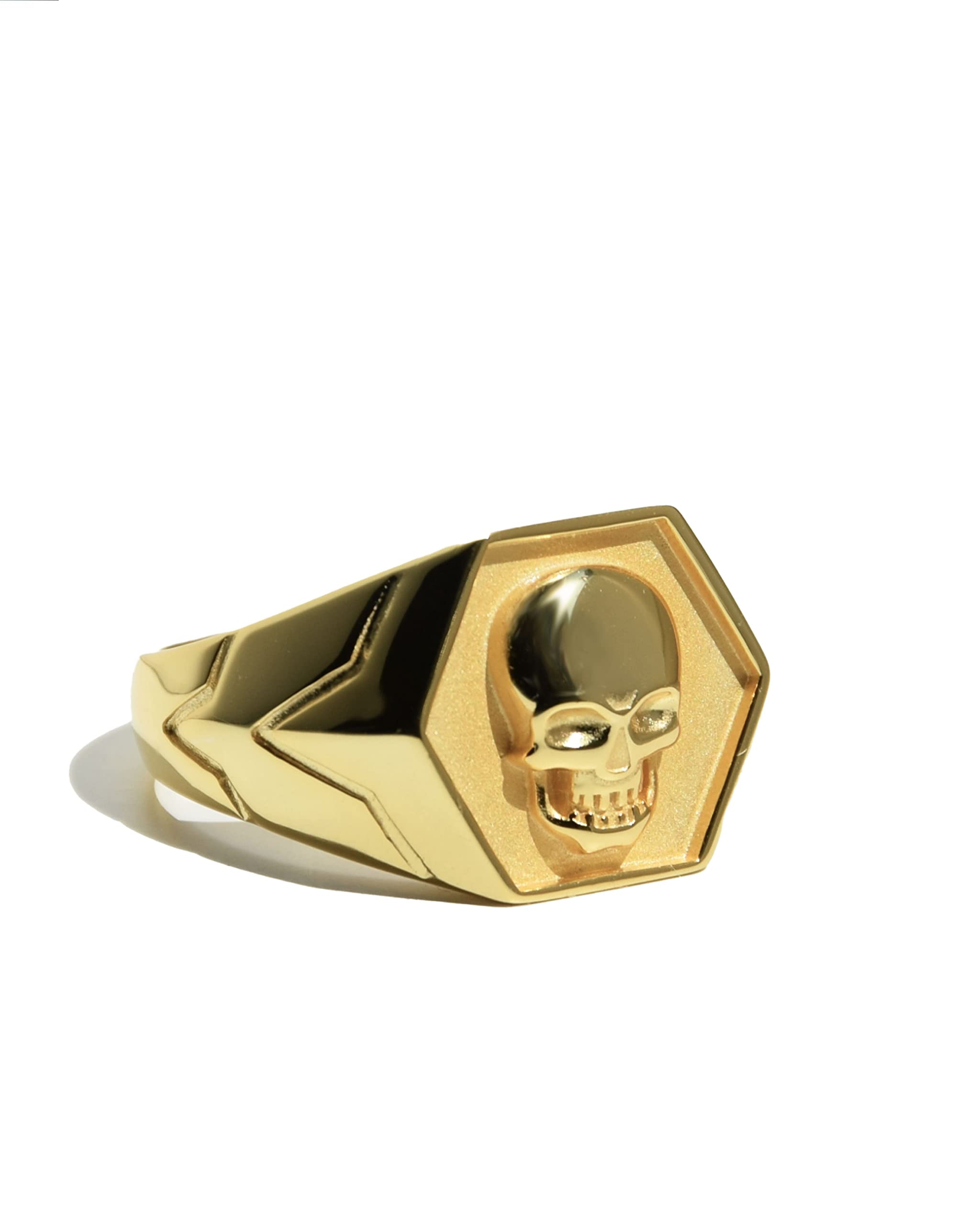 ROCK & STEEL GERMANY Rock and Steel | Anillo para hombre | Anillo de oro | Anillo de sello | Anillo de calavera de plata de ley 925 | chapado en oro de 18 K