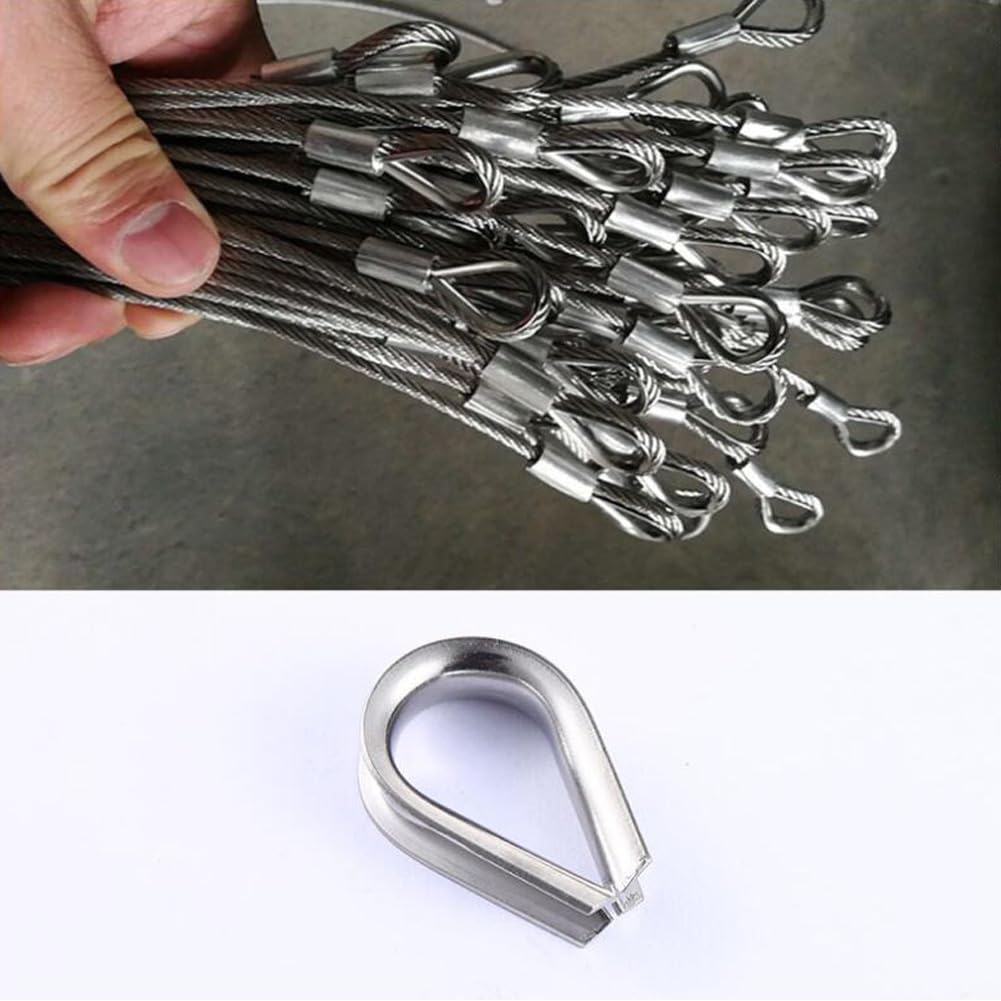Produktbild von ECSiNG Kabelkauschen 6mm – 4 Stück, Edelstahl 304, Für Drahtseil 1/4 Zoll, Silber, Korrosionsbeständig