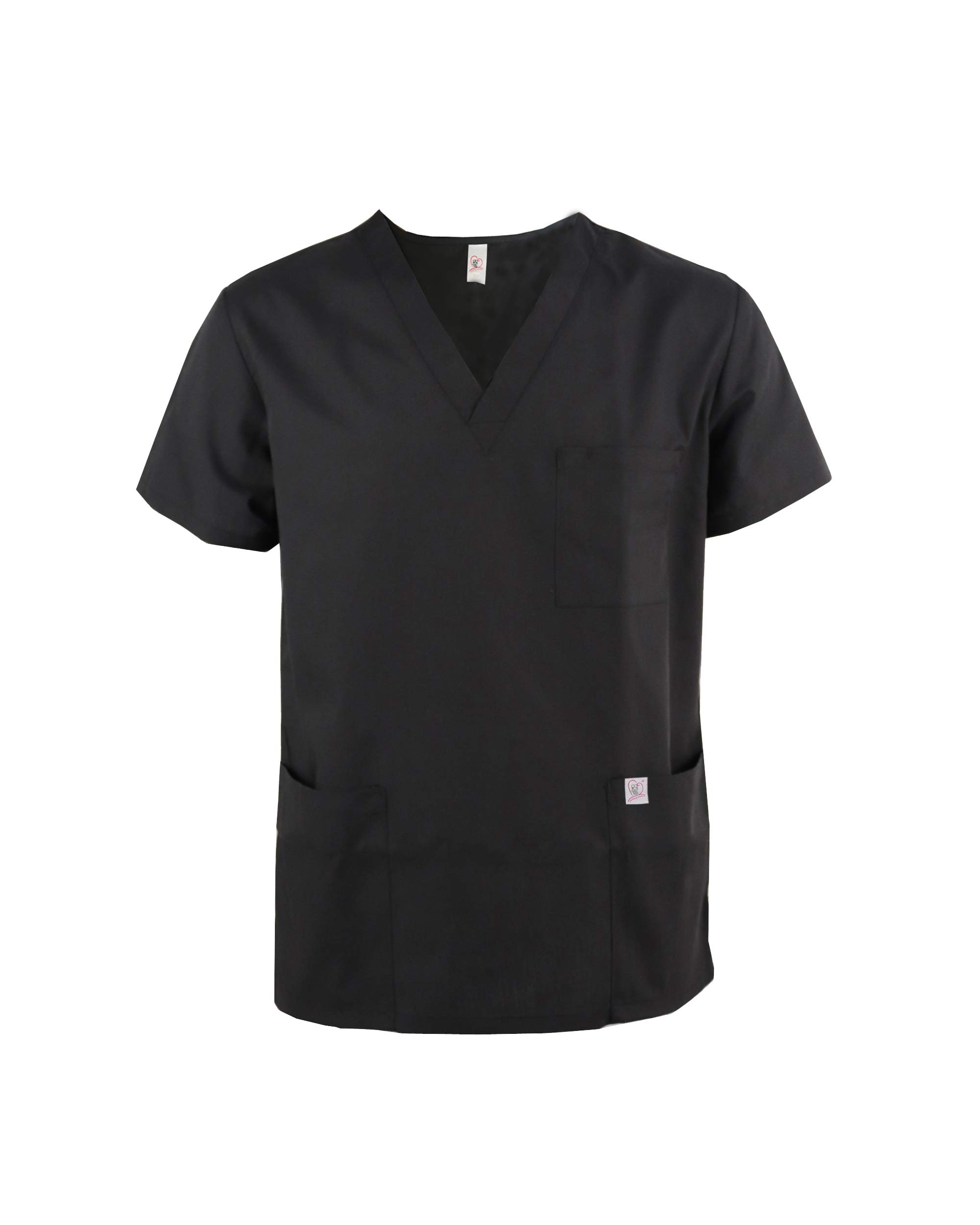 Jonathan Uniform Men's Black V Neck Scrub Top With 3 Pockets For Dental, Elderly Carer, Beauty, Vet (,L)
