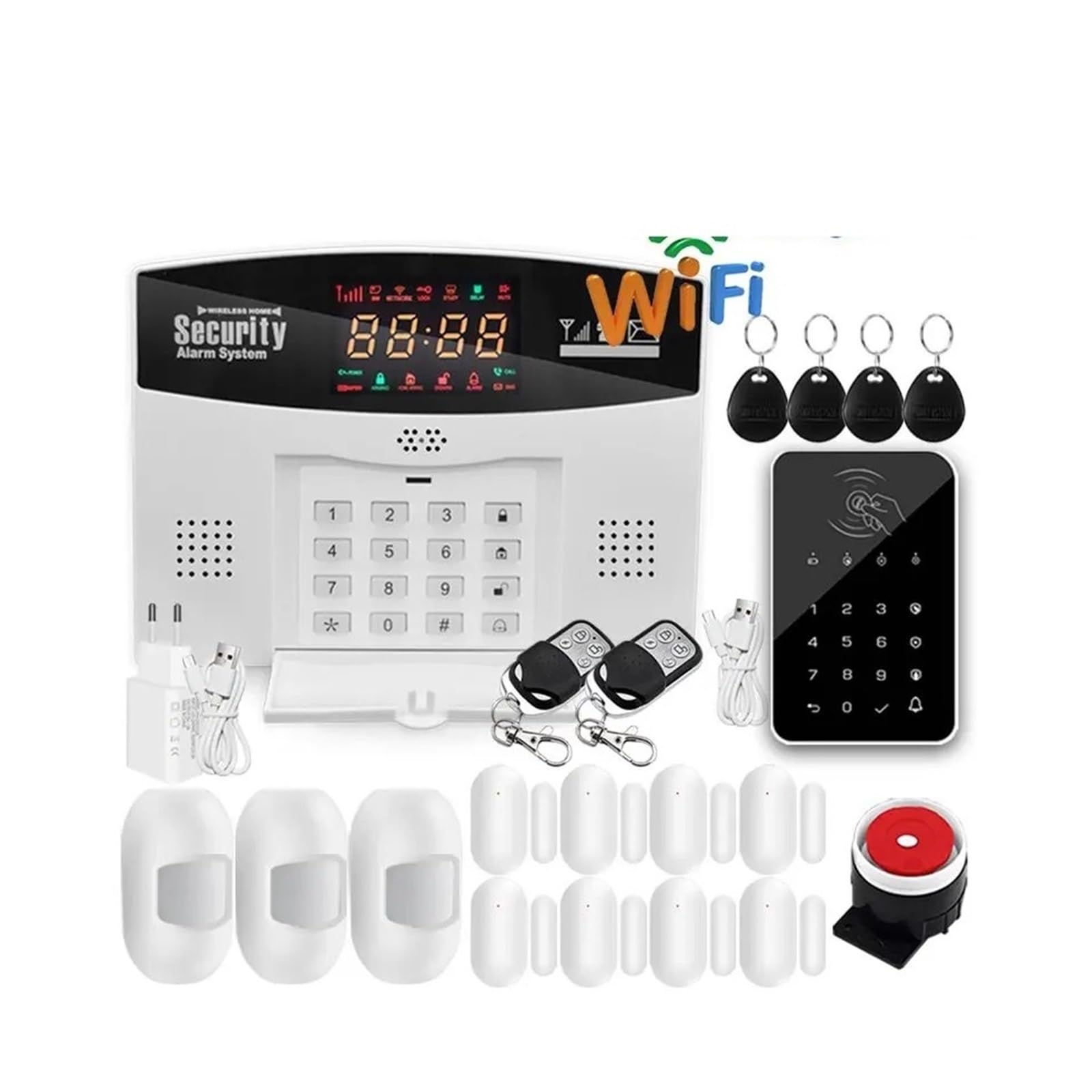 PIRKO 2026 Système d'alarme Tuya WiFi GSM 433MHz, sécurité Anti-cambriolage à Domicile, Application Tuyasmart/Smart Life, Compatible avec Alexa Google(Brand H)