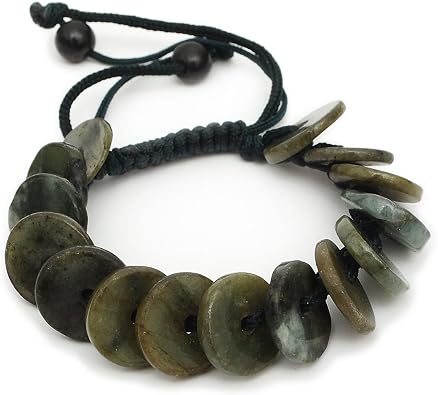 Vietsbay Burmese Jade Bracelet Adjustable Natural Gemstones Genuine Jewelry Hand Made Art