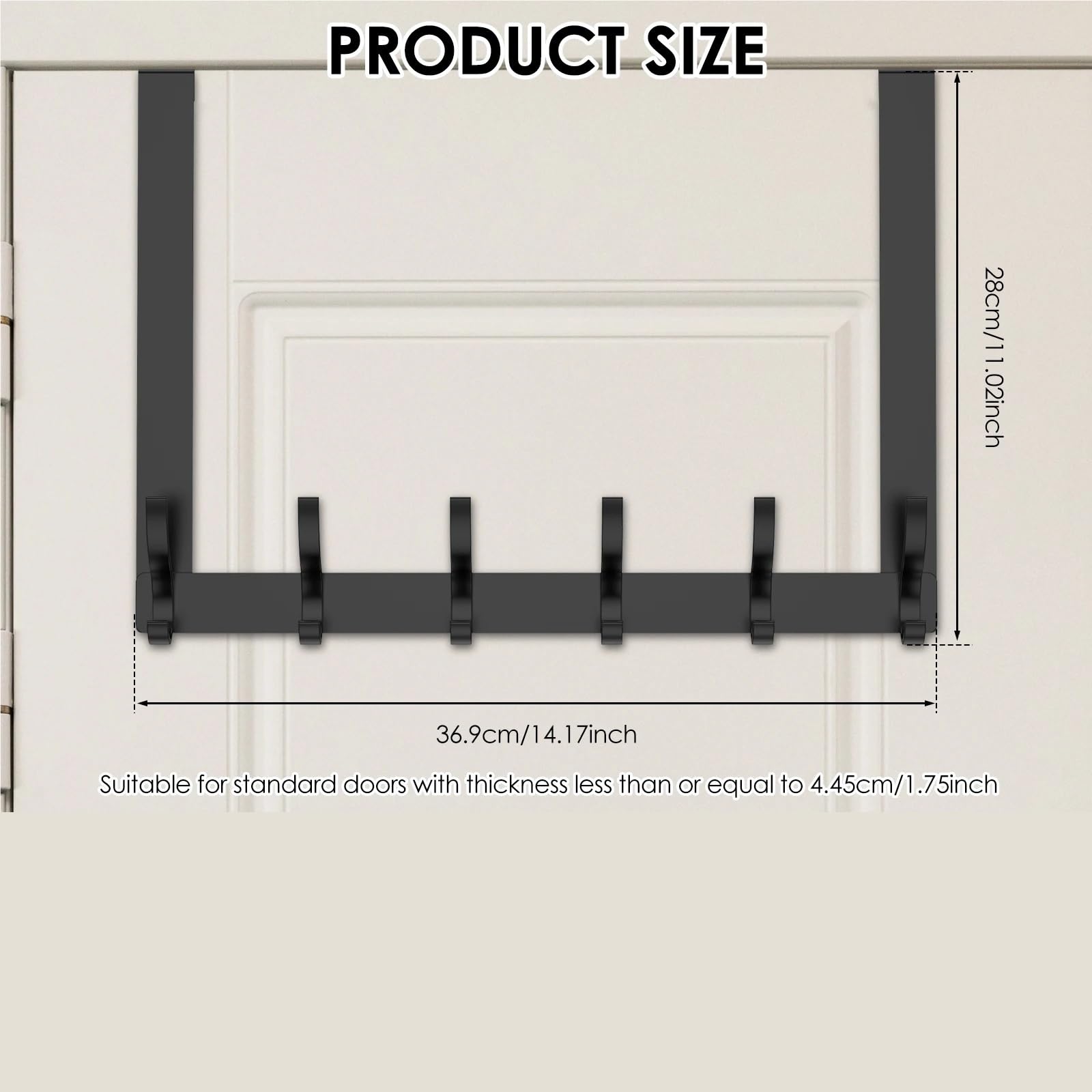 3 piezas sobre la puerta, 12 ganchos sin perforaciones, for colgar detrás de, sombreros, toallas, ropa, llaves, cocina, baño, estante almacenamiento Para puertas(White)