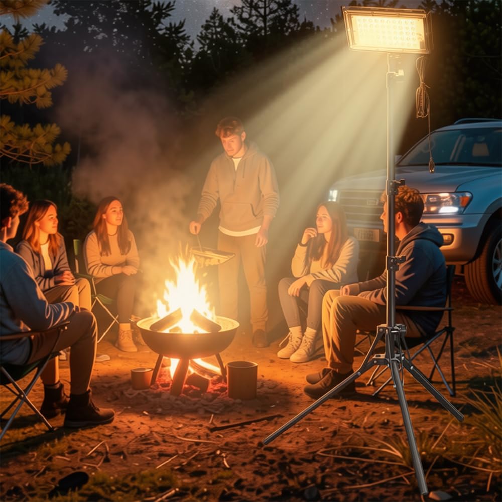 Photo 1 of HARINDIVER USB Telescopic Camping Light – External Power Bank Powered, Adjustable Tripod,Adjustable Brightness & Color Temperature for Outdoor,Camping,Hiking,Emergency Lighting(50 LEDs)