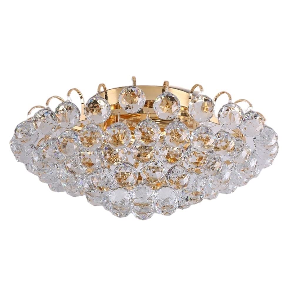 Lustre de salon en cristal K9 avec 3 douilles E14 luminaire dore durable