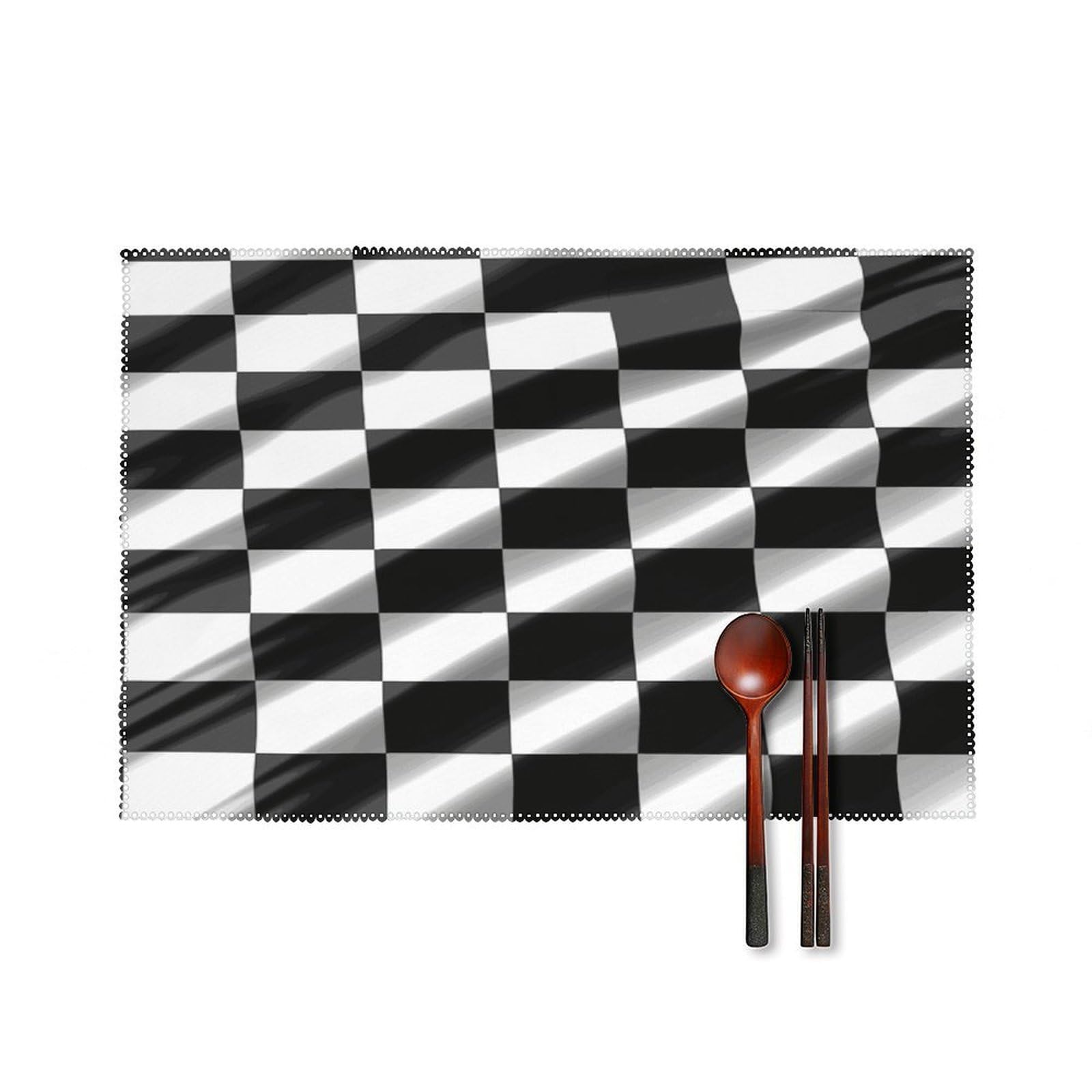 Fodpand Style Black White Race Checkered Flag Placemats Set Of 4 Place Mats Table Mats