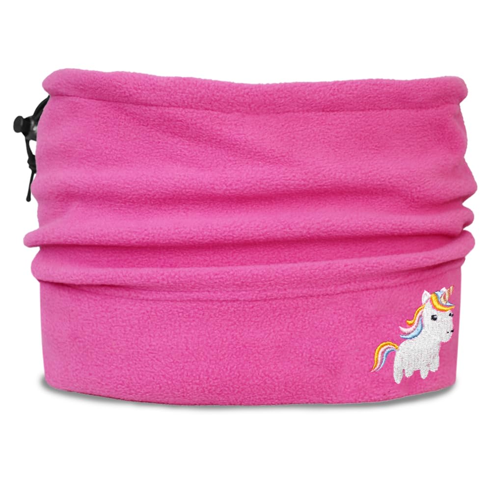 Teddyt's Women's Pink Embroidered Unicorn Thermal Adjustable Snood Scarf (Pink)