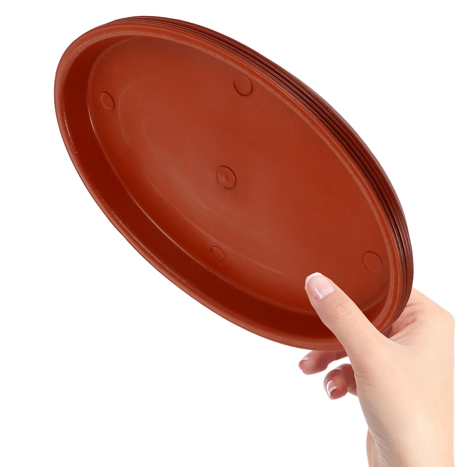 iplusmile 5pcs Oval Plant Pots Plastic Saucers Thickened Resin Flower Pot Trays for Plant Drainage and Water Collection, Not Easy to Deform, for Indoor and Outdoor Use