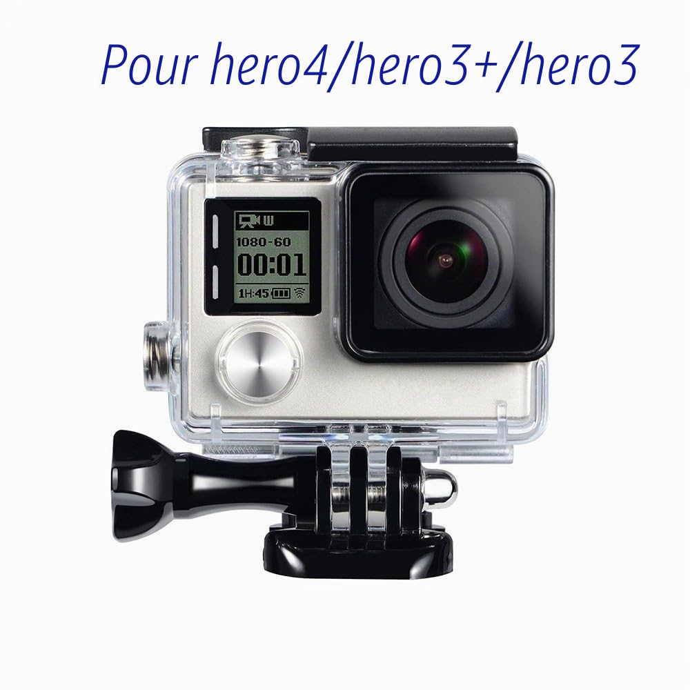 Boîtier étanche pour Gopro Hero 4 Hero 3 + Hero3 par Suptig - pour caméra Tout-Terrain, pour Pouvoir l'utiliser sous l'eau - étanche jusqu'à 45 m