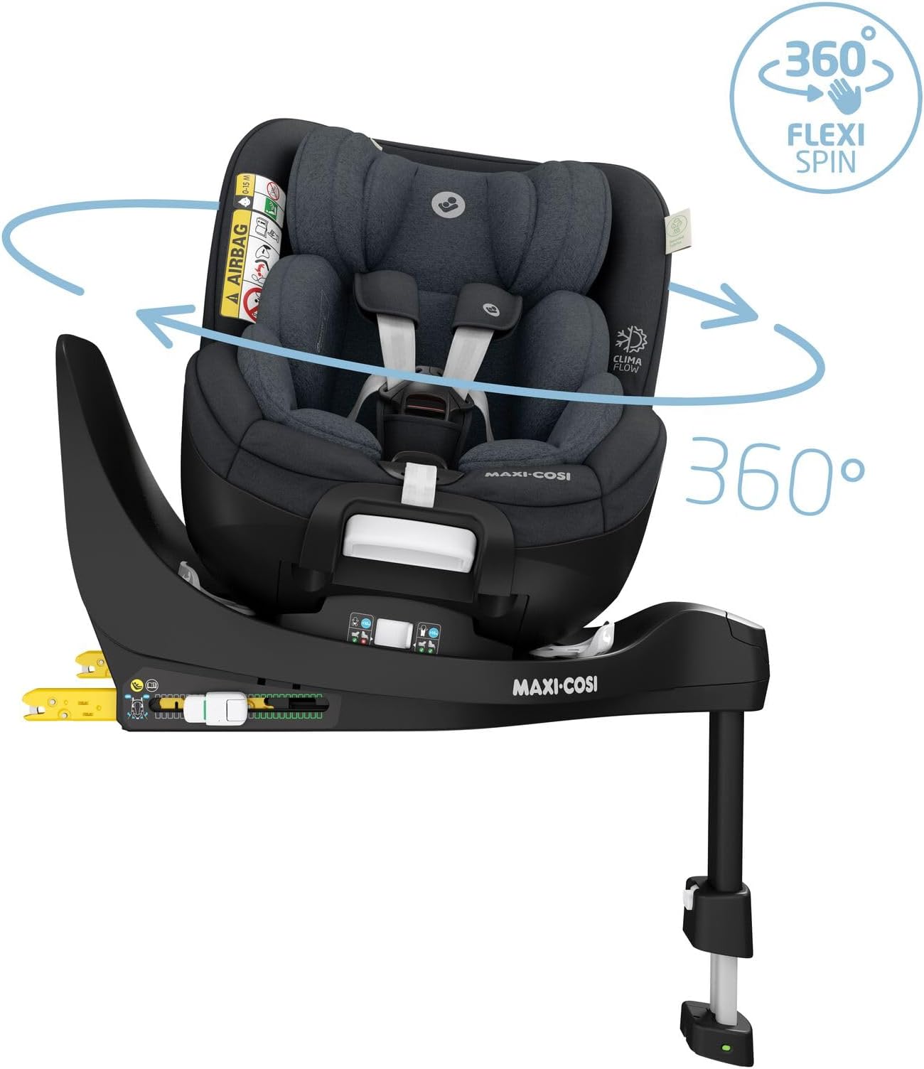 Maxi-Cosi Mica PRO ECO i-Size AUTHENTIC GRAPHITE (Newborn to 4 Years Old) 360 Degree Rotating Base Integrated Child Seat QNY8515550110